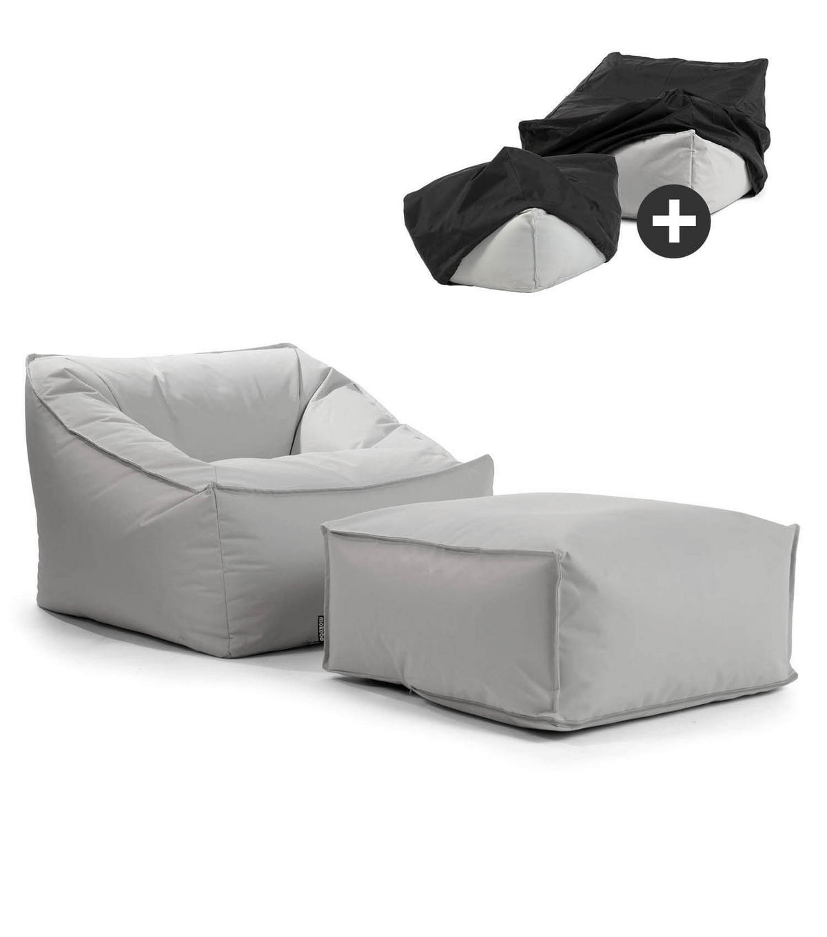 SITZSACK Der Sunnyboy mit Hocker - Grau, Textil (73/60/138cm) - Mokebo