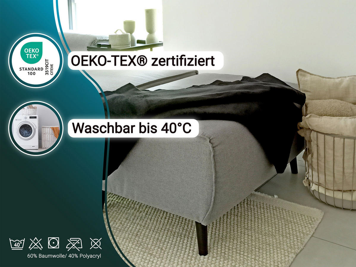 KUSCHELDECKE, 150x200 cm, 60% Baumwolle, 40% Polyacryl, Schwarz - Schwarz, Naturmaterialien (150/200cm) - Zollner