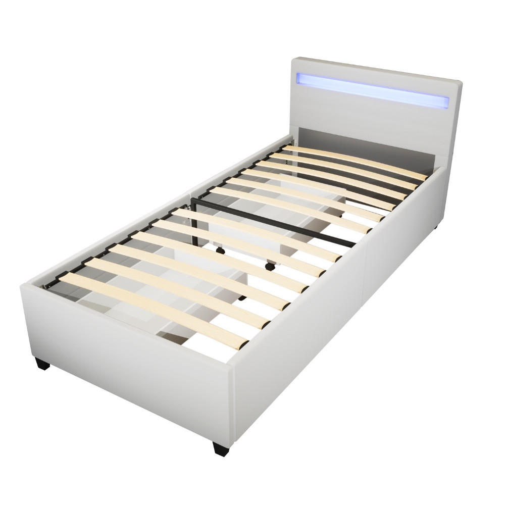 LED BETT NUBE - Weiß, 90 x 200 cm - Weiß, Kunststoff - Home Deluxe