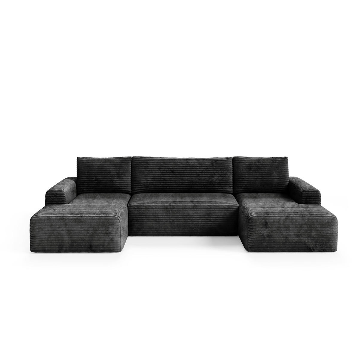 PANORAMASOFA Romeo 5 Sitzplätze Schwarz - Schwarz, Holz (345/92/163cm) - Petits-meubles