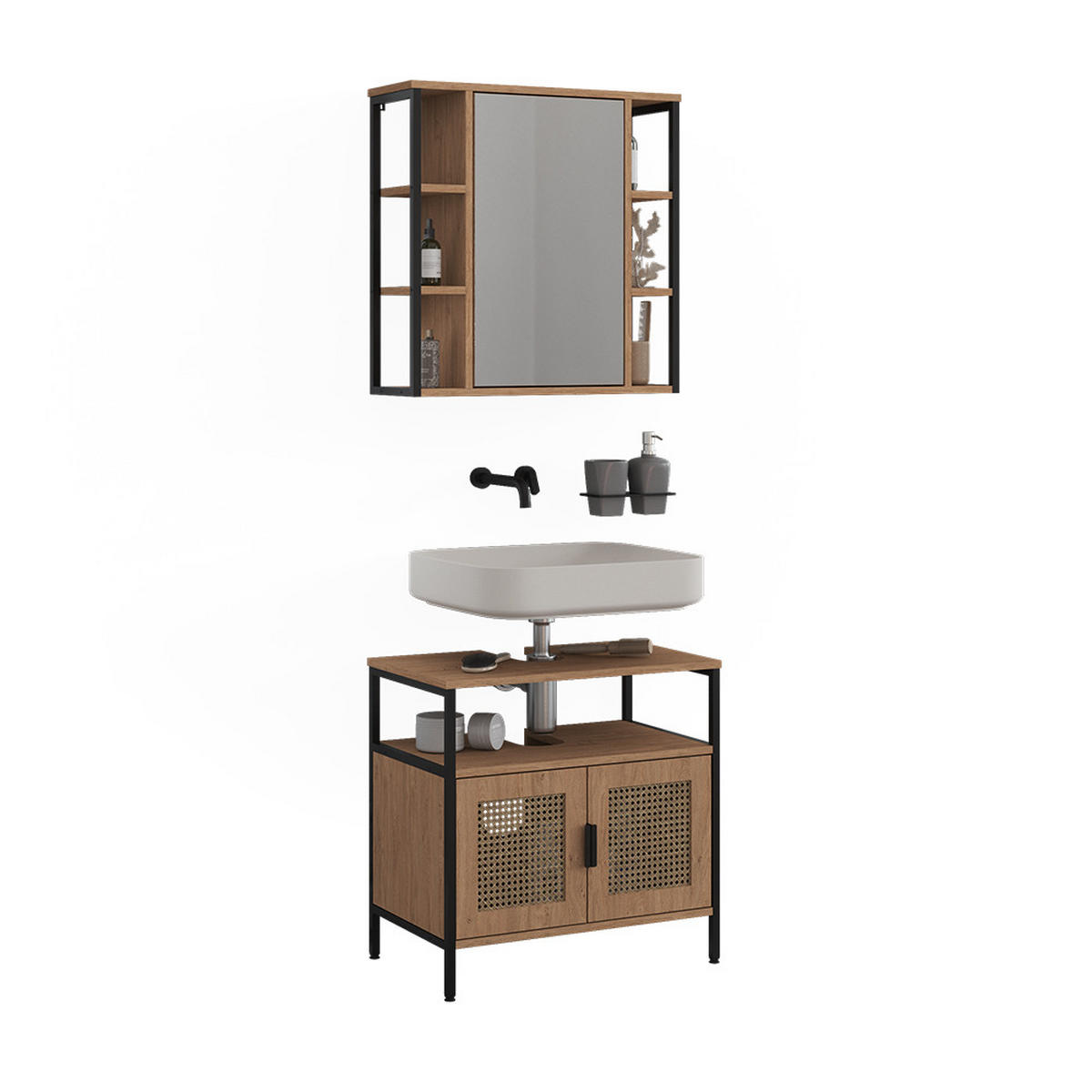 BADMÖBEL-SET Linara, Eiche, mit 2 Teilen - Eichefarben, Holzwerkstoff (60/59/35cm) - Vicco