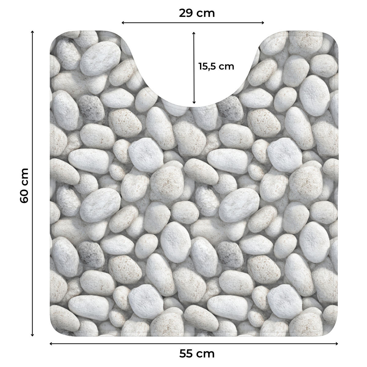 WC PŘEDLOŽKA Kameny - šedé - oválné 55x60 cm - světle šedá, textil/plast (55/1cm) - OnlyWow