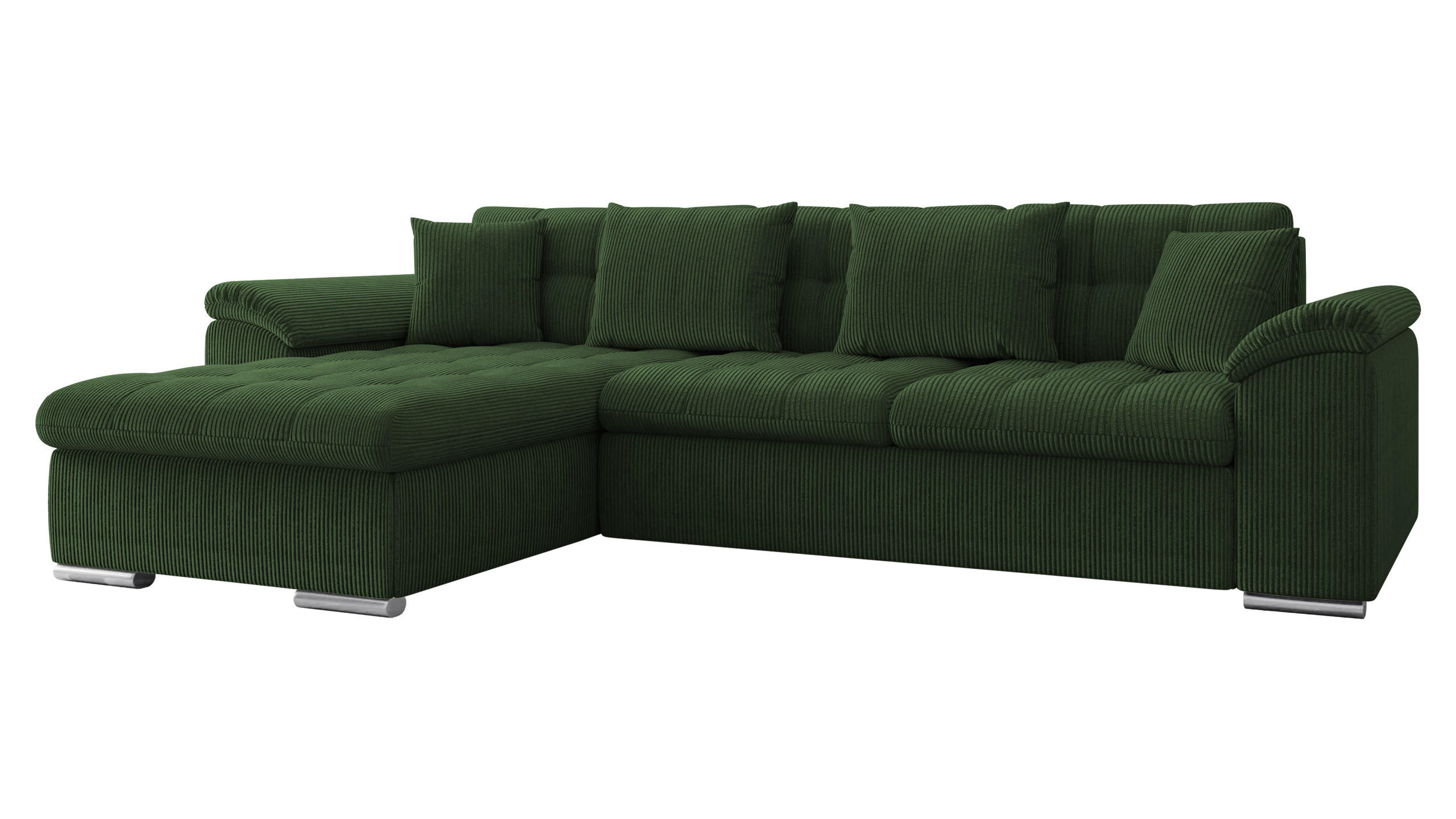ECKSOFA Diana Cord, Seite: Links - Dunkelgrün, Holz/Textil (280/160cm) - MIRJAN24