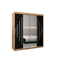 SCHWEBETÜRENSCHRANK 200/180/62 2-türig - Silberfarben/Schwarz, Holz/Kunststoff (180/200/62cm) - Abiks Möbel