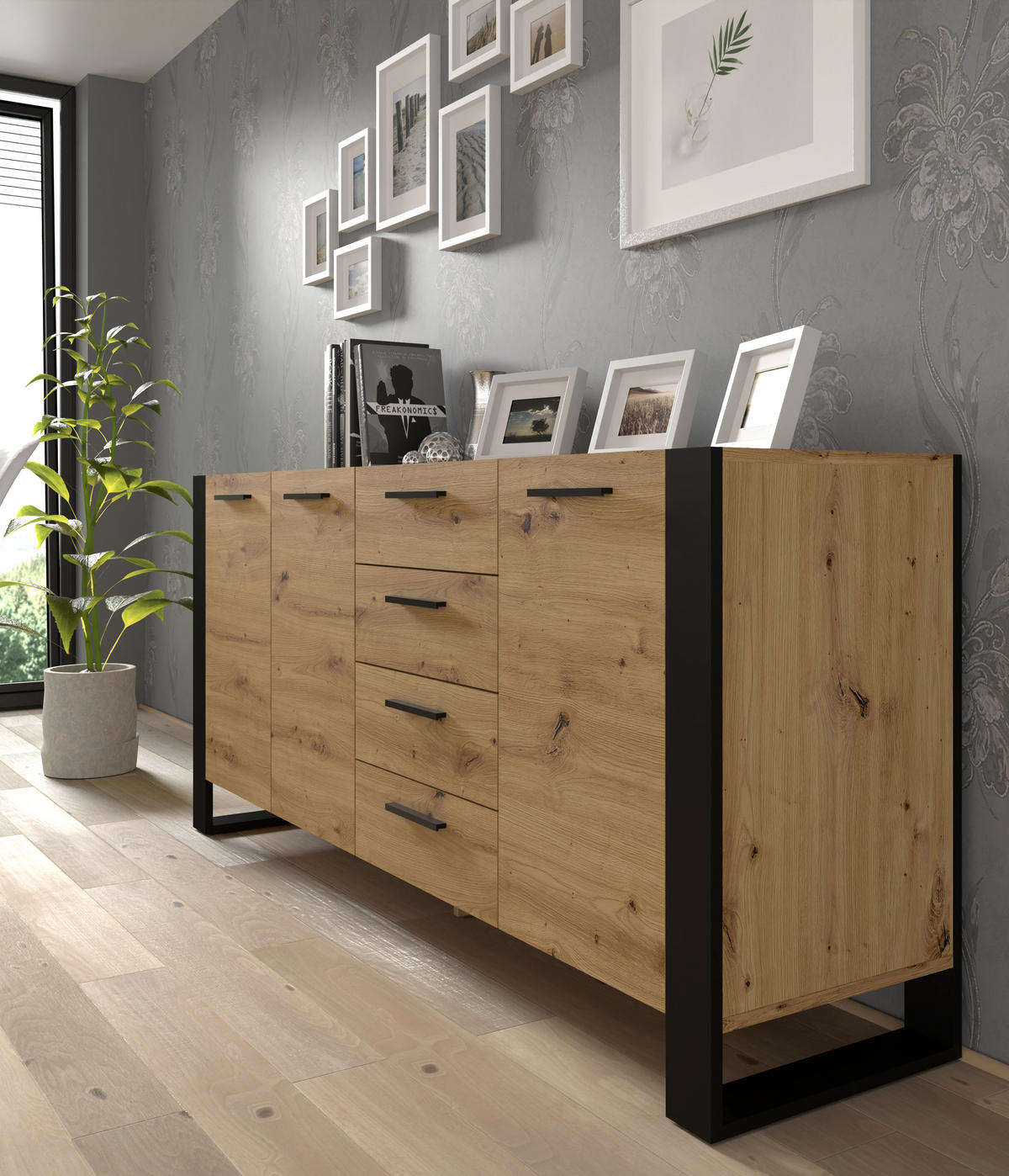 KOMMODE Artisann 197/87/45 - Eiche Artisan, Holzwerkstoff (197/87/45cm) - RAUMHIRSCH FURNITURE