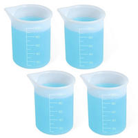 MESSBECHER 4er-Set Silikon 100 ml - Transparent, Kunststoff (0.1L)