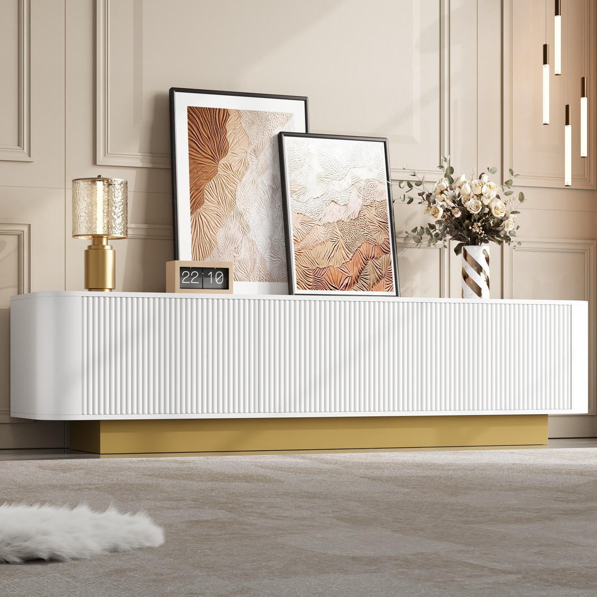 TV-LOWBOARD mit Stauraum 170 x 40,5 x 47 cm MDF/PB Weiß - Weiß, Holzwerkstoff (40.5/47/170cm) - Beauniv