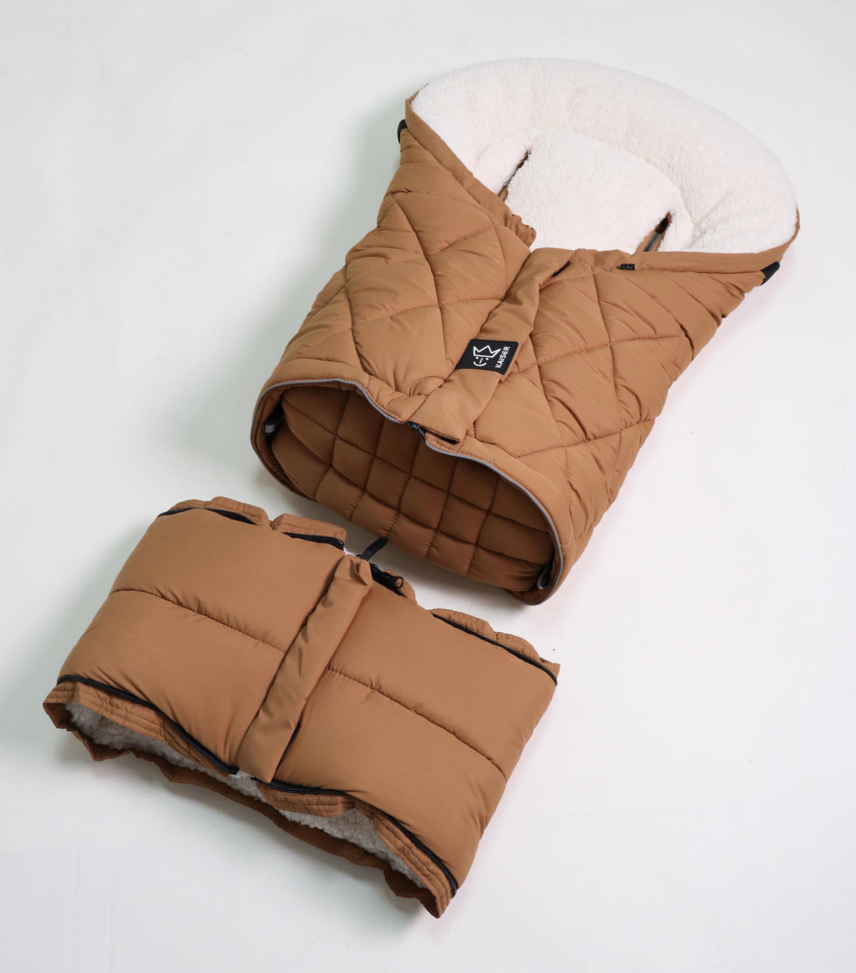 KINDERWAGEN-FUSSSACK Moony 2in1, Sherpa Fleece cream, camel - Braun, Textil (48/10/105cm) - Kaiserbaby