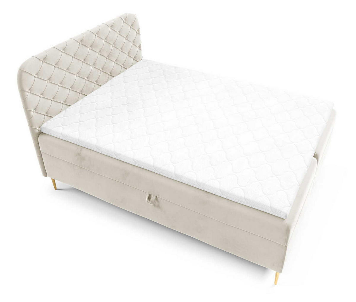 BOXSPRINGBETT 180x200 Elara, Chesterfield, 15 cm Beine, Matratze, Creme - Creme, Holz/Textil (180/200cm) - Emporius