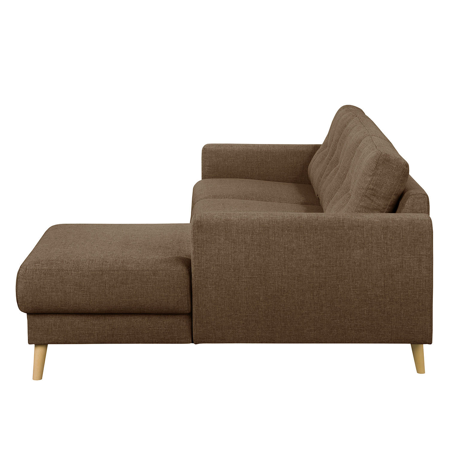 ECKSOFA mit Longchair - Hellbraun, Holz/Textil (233/148cm) - home24