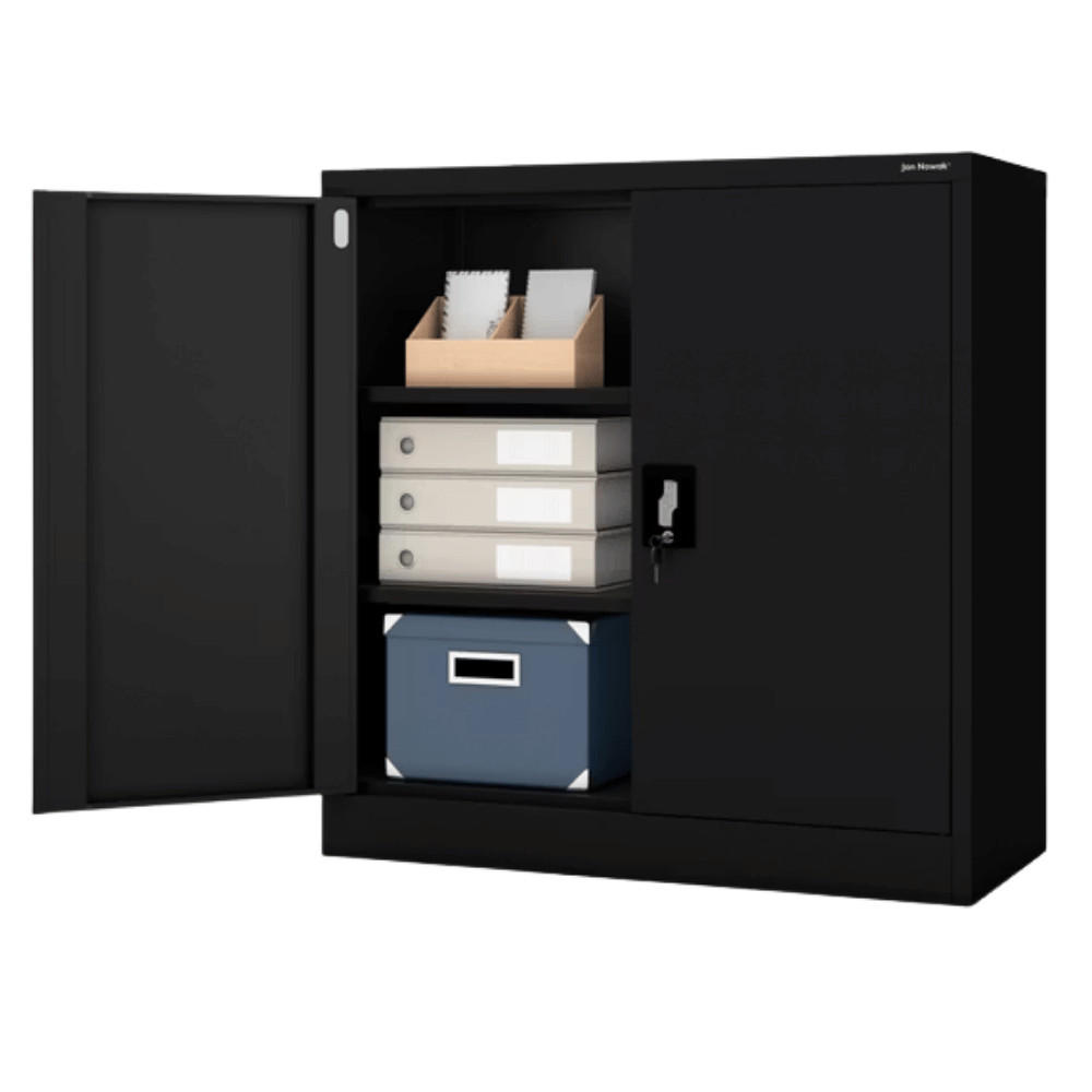 AKTENSCHRANK abschließbar BEATA mit Flügeltüren 93x90x40cm Schwarz - Schwarz, Metall (90/93/40cm) - Jan Nowak