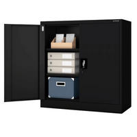 AKTENSCHRANK abschließbar BEATA mit Flügeltüren 93x90x40cm Schwarz - Schwarz, Metall (90/93/40cm) - Jan Nowak