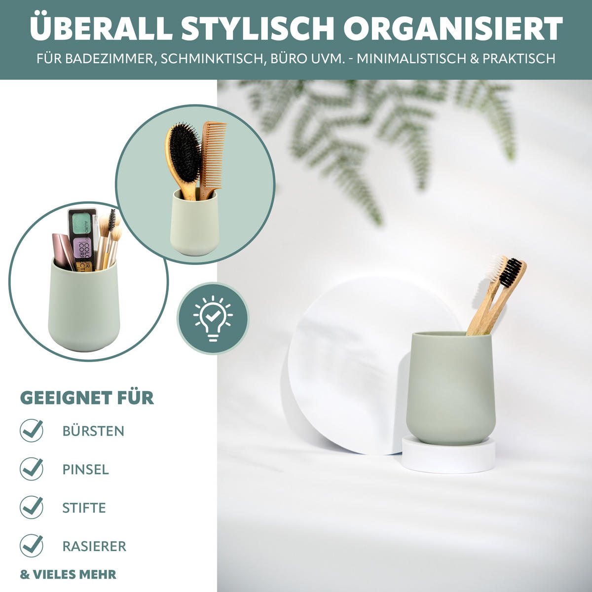 BECHER-SET TESERO 2tlg., Soft-Touch, salbei - Salbeigrün, Kunststoff (8.5/10.5/8.5cm) - eluno
