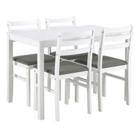 ESSGRUPPE, Alicante, Tisch Grau, Stühle Weiß, Holz, 110 x 70 x 75 cm, 5-teilig - Grau, Holz (110/75/70cm) - ebuy24
