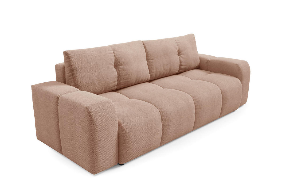 BETTSOFA DUCA Orange Jersey- Stoff mit Schlaffunktion - Orange, Holz (259/90/99cm) - MASSENO