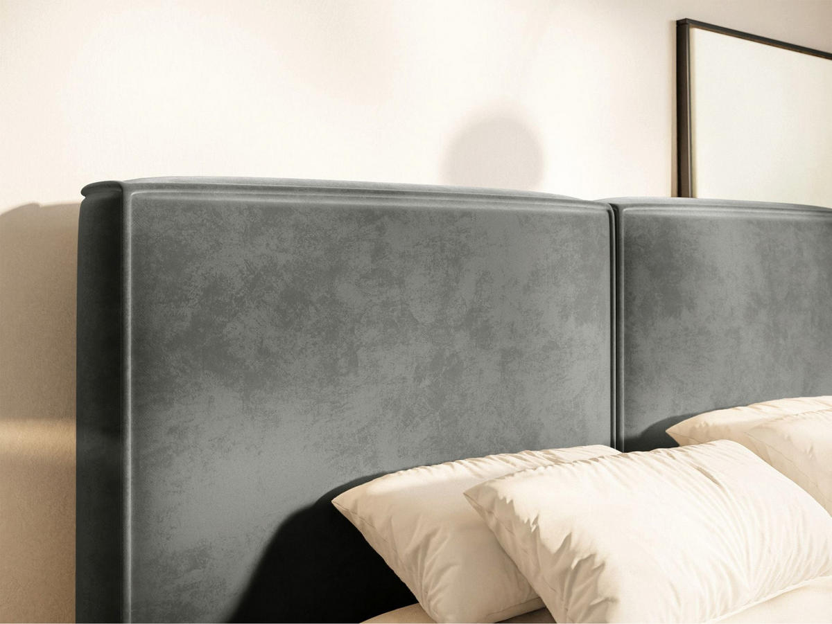 POLSTERBETT Tilves Grau 180x200 cm - Schwarz/Grau, Kunststoff/Textil (180/200cm) - Selsey