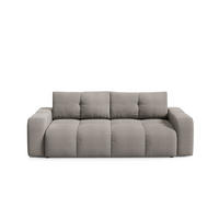 BETTSOFA DUCA Grau Jersey- Stoff mit Schlaffunktion - Grau, Holz (259/90/99cm) - MASSENO