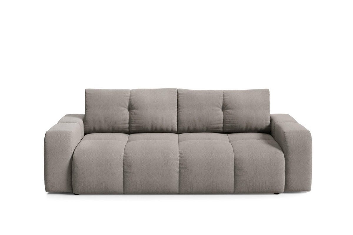 BETTSOFA DUCA Grau Jersey- Stoff mit Schlaffunktion - Grau, Holz (259/90/99cm) - MASSENO