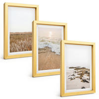 BILDER SET 3er Set - 20x30 cm Goldrahmen - Strandwellen, Steine, Sommer - Goldfarben, Kunststoff (20/30cm) - TULUP