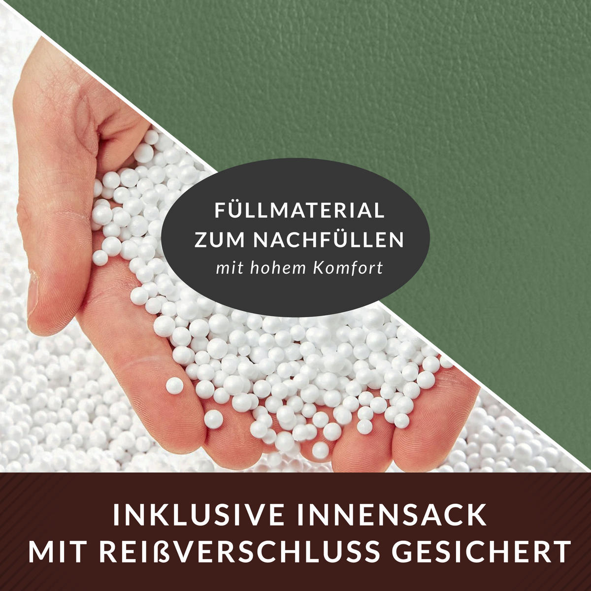 INDOOR HOCKER Cube eckig Kunstleder - Hellgrün, Textil (40/40/40cm) - Green Bean
