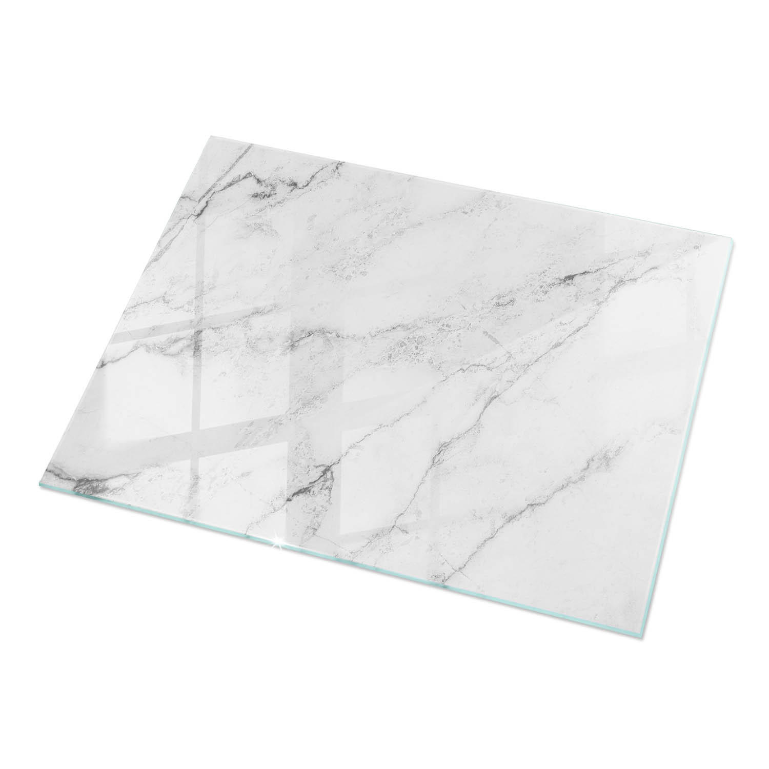 TISCHPLATTE 120x80 cm Marmorierte Oberfläche - Hellgrau, Glas (120/80/0.4cm) - TULUP