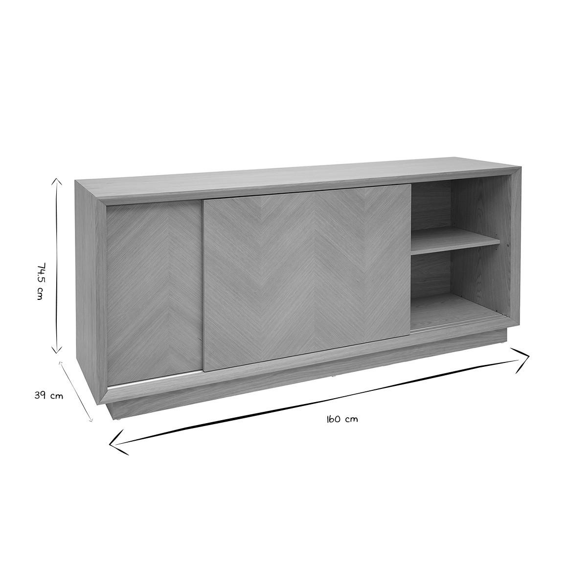 BUFFET Fischgrät Helles Eichenholz L160 ARROW - Eiche Bianco, Holz (39/74/160cm) - Miliboo
