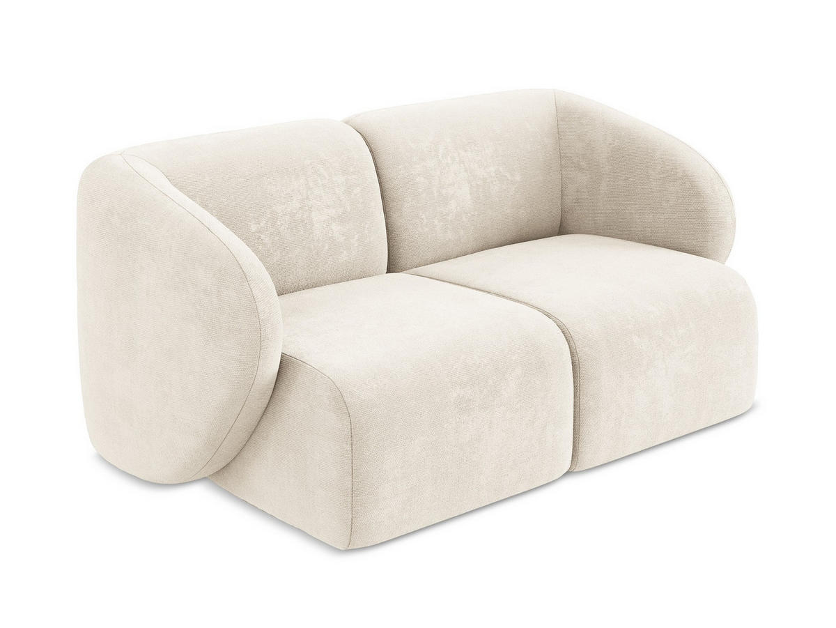 2-SITZER-SOFA Chenille Stoff Beige - Creme/Schwarz, Holzwerkstoff/Kunststoff (174/75/94cm) - Makamii