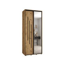 SCHWEBETÜRENSCHRANK 235,2/120/60 2-türig - Schwarz/Eiche Artisan, Holz/Metall (120/235/60cm) - Abiks Möbel