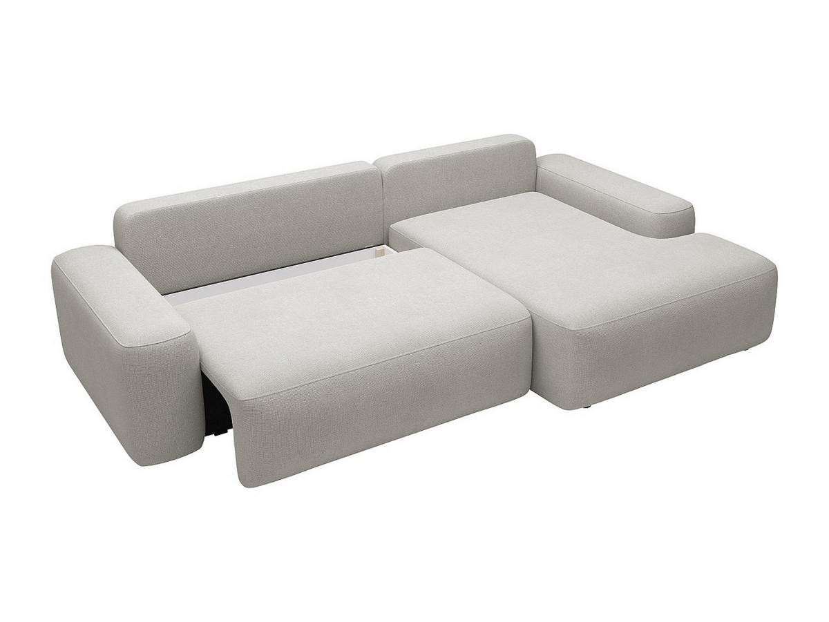 ECKSOFA mit Schlaffunktion - Ecke rechts - Strukturstoff - Hellgrau - DAVISO - Hellgrau, Textil (264/162cm) - Vente-Unique