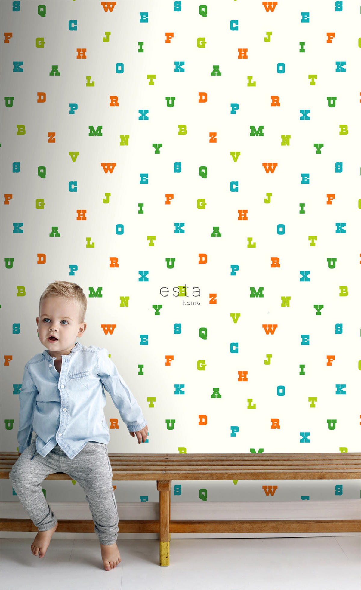 TAPETE Alphabet 53 cm x 10.05 m - Grün, Papier (53/0.1cm) - ESTAhome