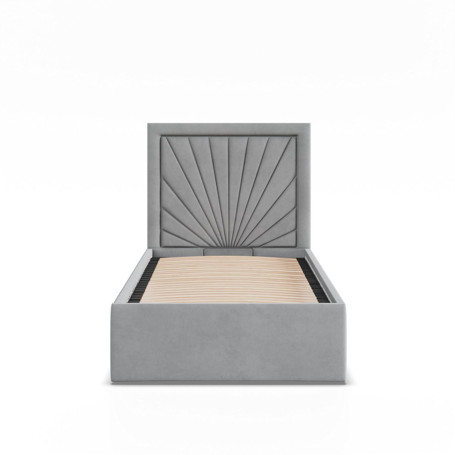 POLSTERBETT MIT KOPFTEIL 90x200 mit Bettkasten VASTO, Grau - Grau, Textil (90/200cm) - Mebligo