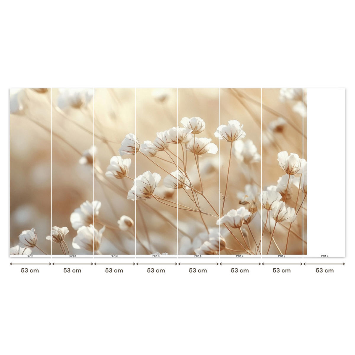 TAPETE - Wild - Blumen - Weiß - 350x200 cm - Creme, Papier (350/200cm) - OnlyWow