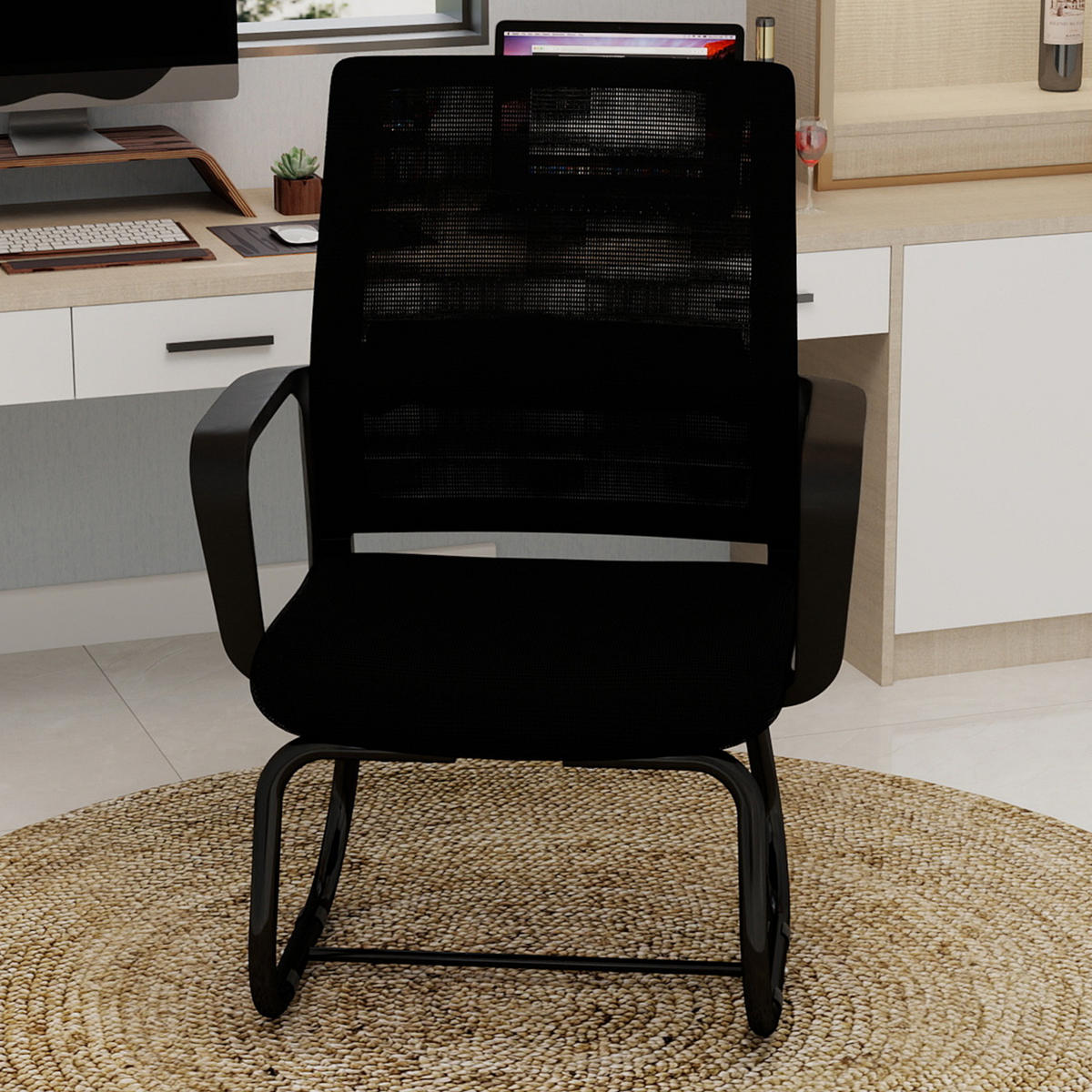BÜROSTUHL Netz Schwarz - Schwarz, Textil/Metall (59/90/55cm) - WISHDOR