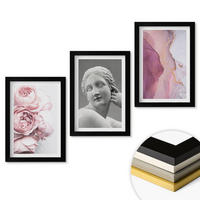 WANDBILDER 3er-Set - 20x30 cm Schwarzer Rahmen - Pfingstrosen abstrakte Frauenskulptur - Schwarz, Kunststoff (20/30cm) - ArtPrintCave