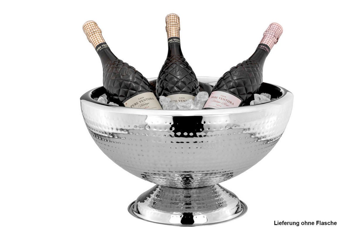 CHAMPAGNER-/FLASCHENKÜHLER Hammerschlag-Optik (H) 24,5 x (Ø) 43 cm - Silberfarben, Paraffin (43/24.5cm) - Hermann Bauer jun. Kollektion GmbH