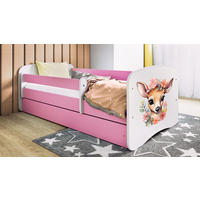 KINDERBETT Rehkitz 80x180 cm mit Matratze, Schublade, Rausfallschutz & Lattenrost, Rosa - Rosa, Holzwerkstoff (80/180cm) - RAUMHIRSCH FURNITURE
