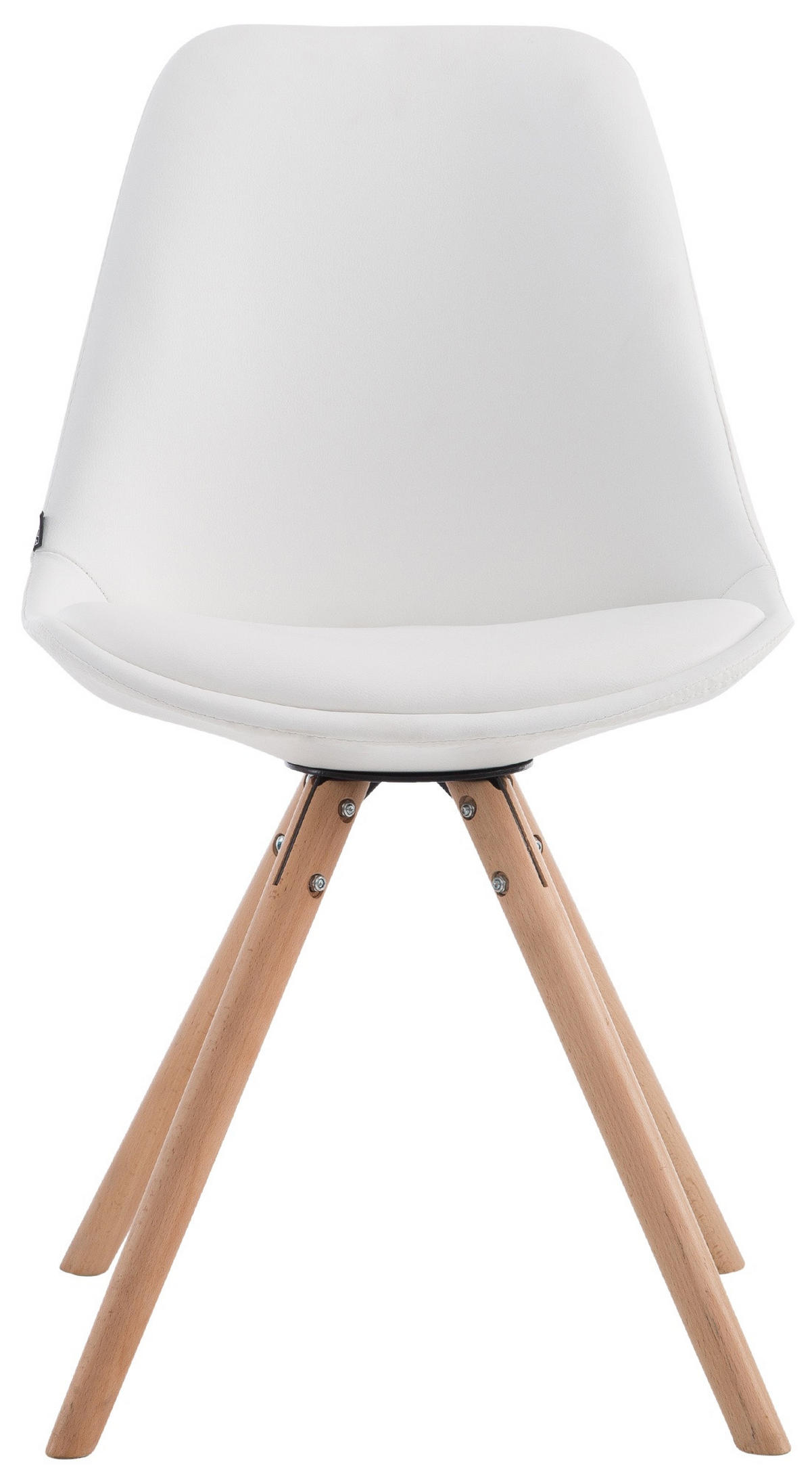 STUHL Lederlook weiß - Eukalyptusholzfarben/Weiß, Holz/Textil (48/84/56cm) - CLP