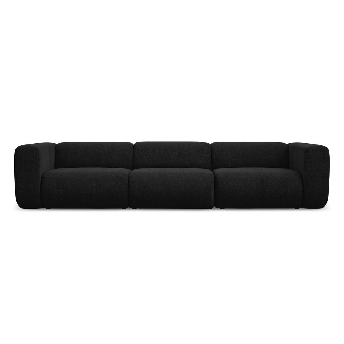 4-SITZER-SOFA Chenille Stoff Schwarz - Schwarz, Kunststoff/Textil (319/70/89cm) - LaMiaSofa