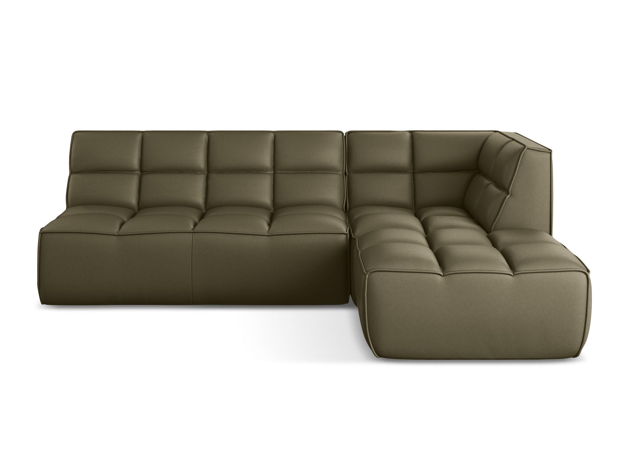 ECKSOFA Beidseitig Kunstleder Grün - Schwarz/Olivgrün, Leder/Kunststoff (258/178cm) - Makamii