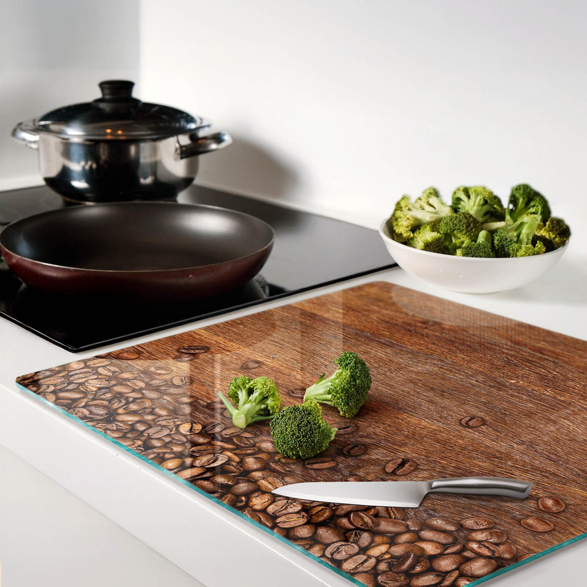 GLASPLATTE 60x52 cm Kaffeebohnen - Braun, Glas (60/0.4/52cm) - TULUP