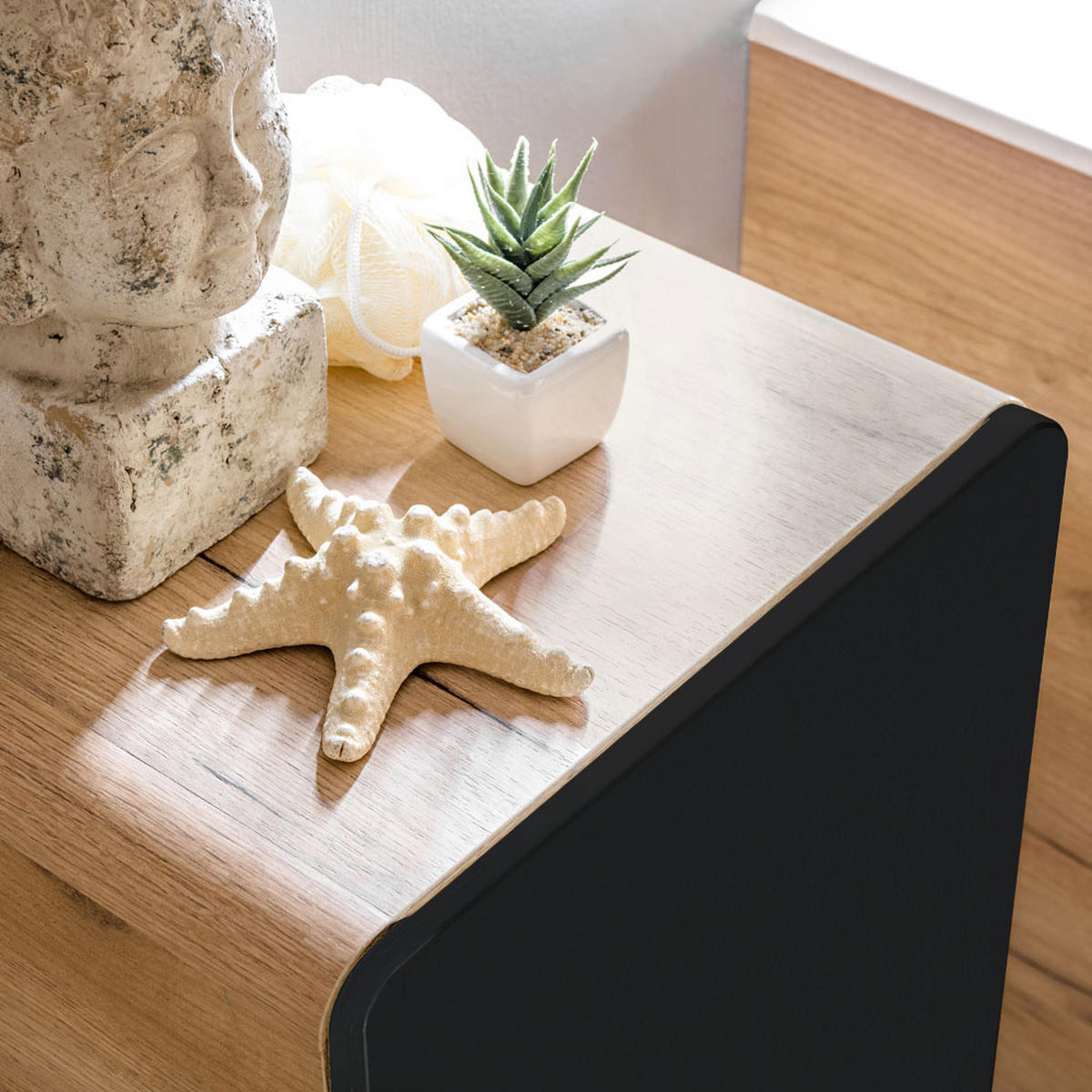 BADMÖBEL-SET 4-TLG. New-luton - Grau, Holzwerkstoff (180/200/46cm) - Lomado