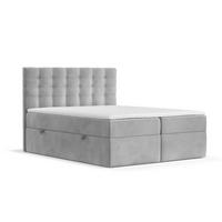 BOXBETT Sansa Grau 120/200 cm mit Taschenmatratze und Topper - Schwarz/Grau, Holz/Holzwerkstoff (120/200cm) - Maison de Reve