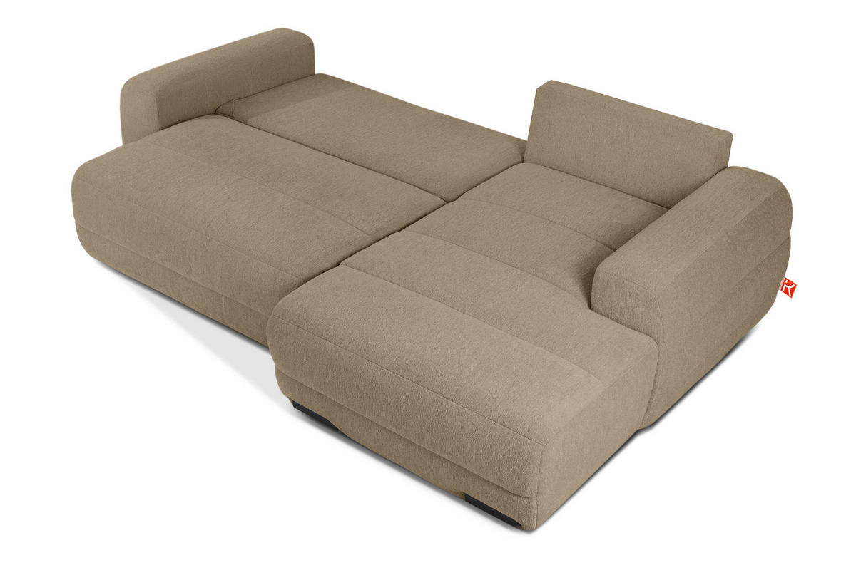 ECKSOFA RECHTS BLUME, Dunkelbeige - Beige, Holz/Holzwerkstoff (271/164cm) - KONSIMO®