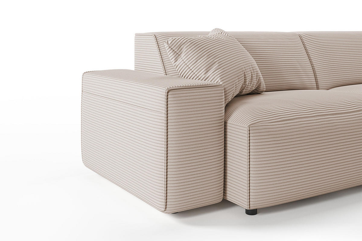ECKSOFA RANI Taupe Cord - Taupe/Schwarz, Kunststoff/Textil (299/189cm) - KAWOLA
