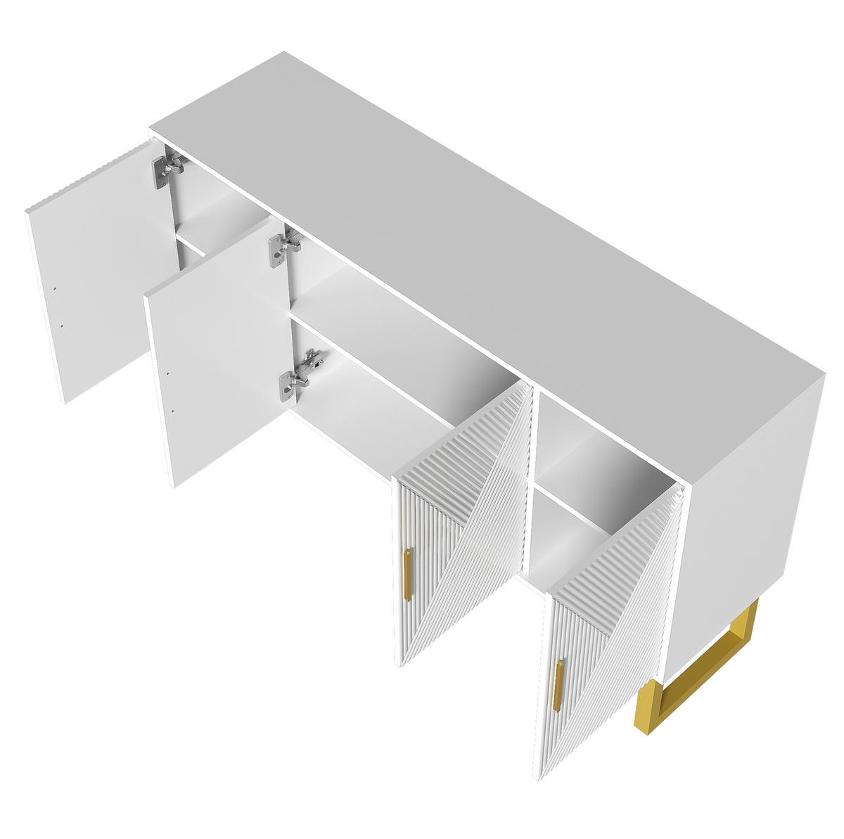SIDEBOARD 150/40/82 cm in Weiß mit 4 Türen und höhenverstellbaren Regalen - Weiß, Holzwerkstoff (150/82/40cm) - Flora Grace