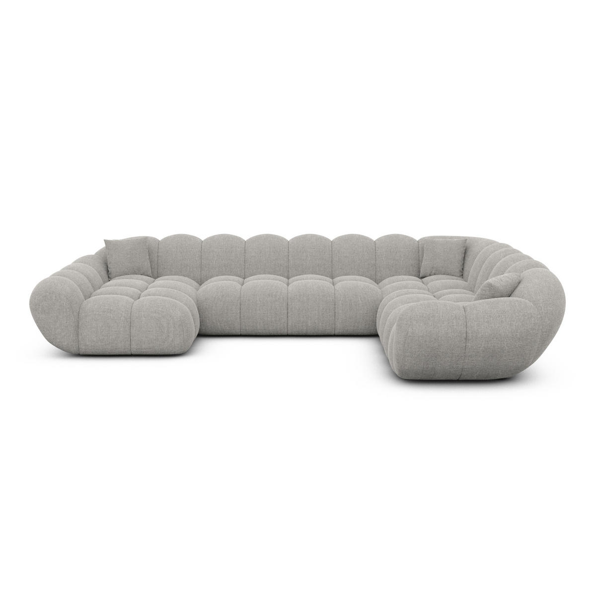 WOHNLANDSCHAFT Liva Hellgrau Strukturstoff U-Form XXL Links - Hellgrau, Textil (323/70/258cm) - VAROYAL