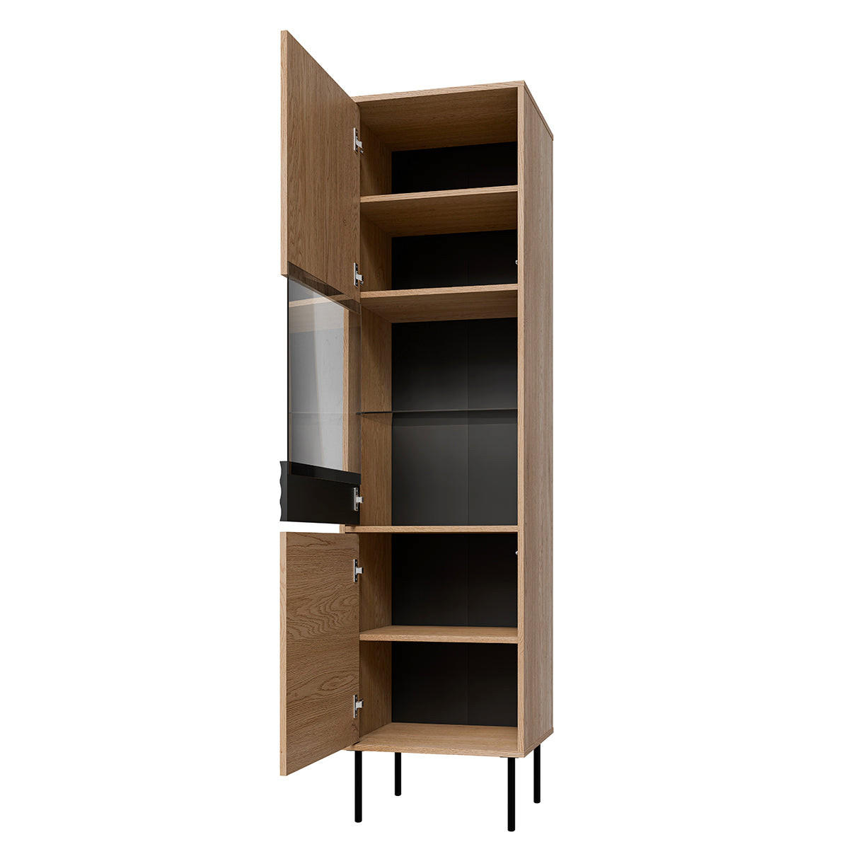 VITRINE Astra Holz und Schwarz - Schwarz, Holzwerkstoff (50.9/195/40cm) - Petits-meubles