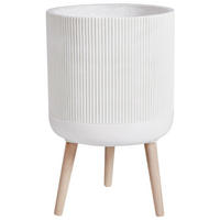 PFLANZENSTÄNDER Beige Maclura - Hellbraun/Beige, Naturmaterialien (57cm) - Beliani