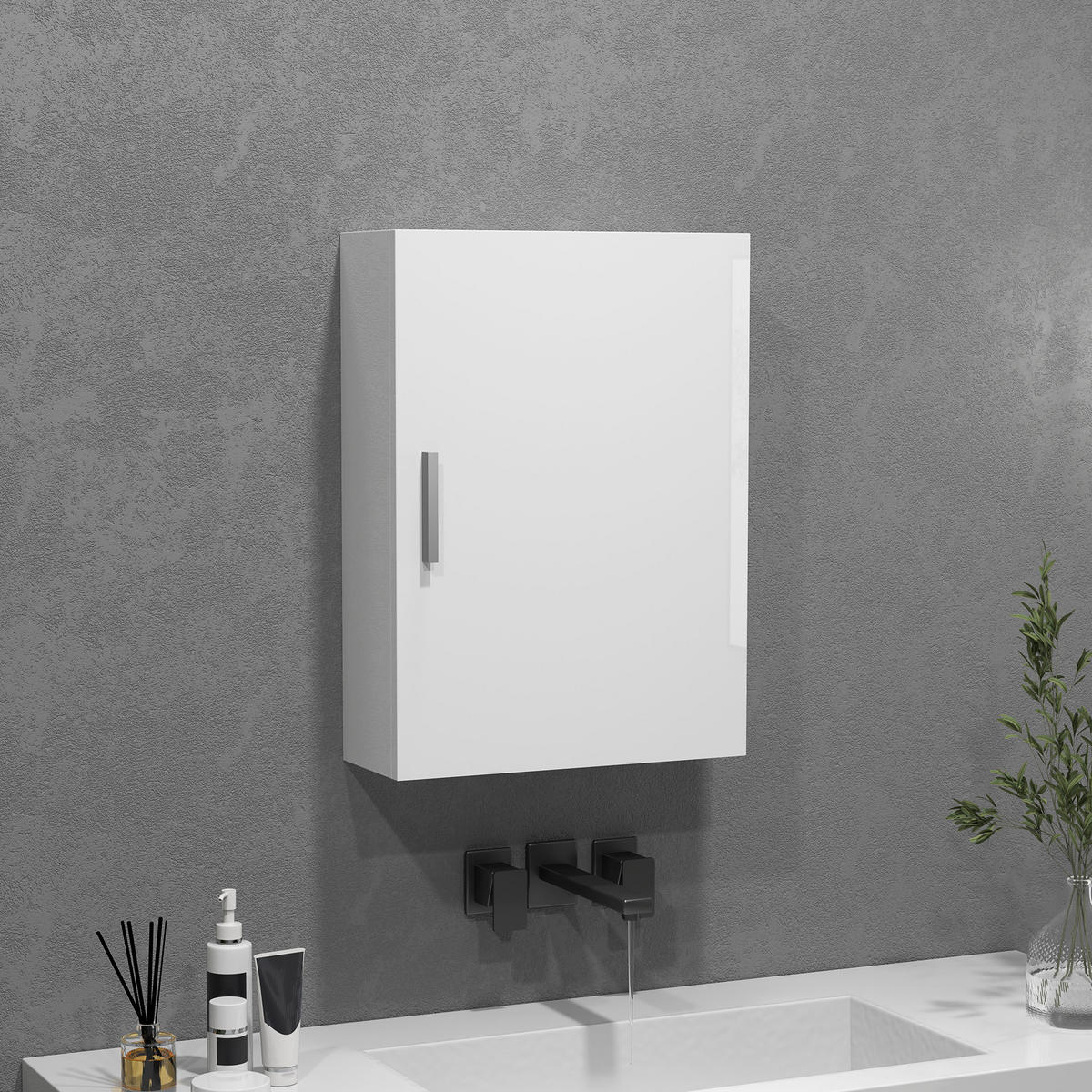 HÄNGESCHRANK Glänzend weiß 1 Stück - Weiß, Kunststoff (40/55/15cm) - GiPP