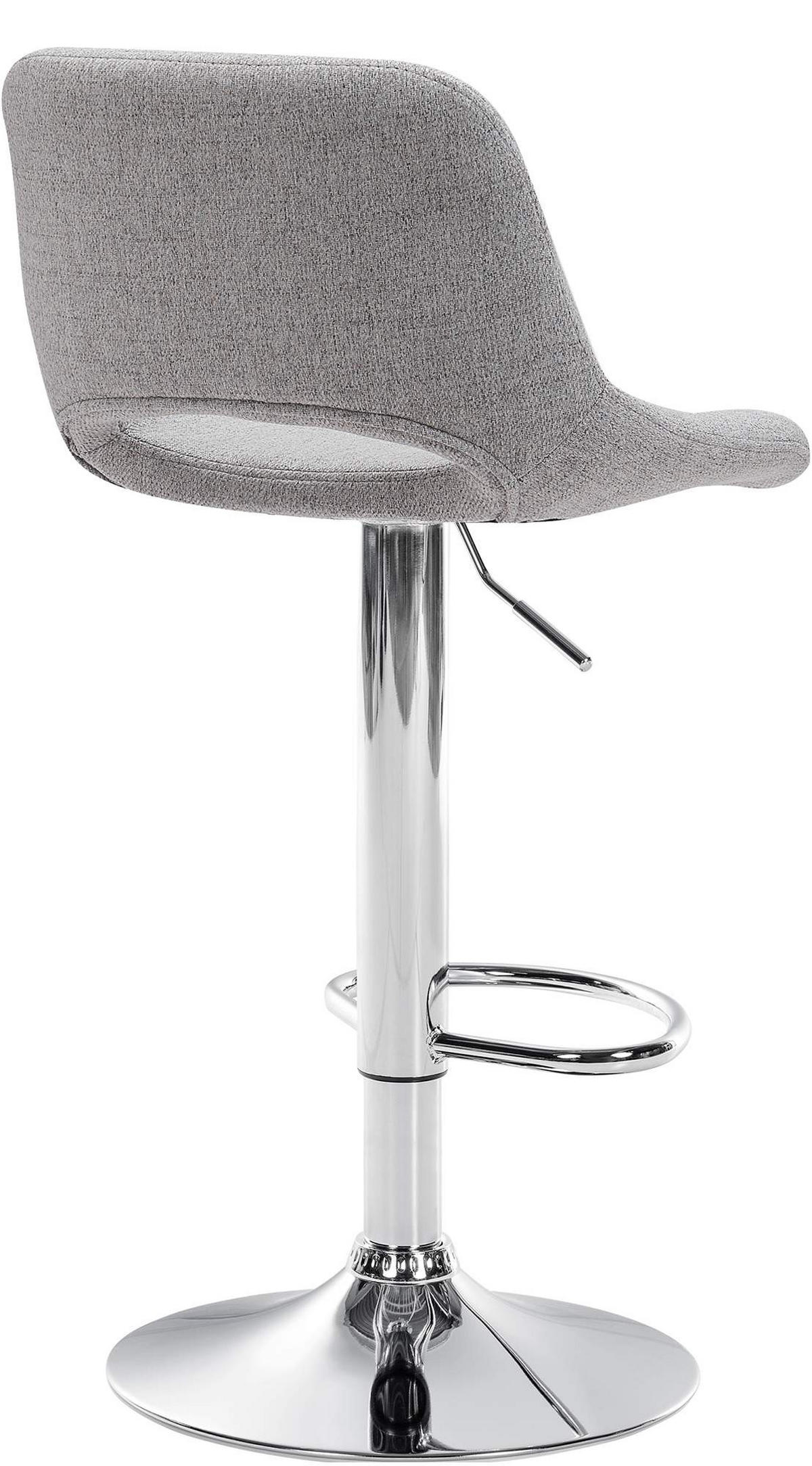 BARHOCKER 2er Set Stoff hellgrau - Chromfarben/Hellgrau, Textil/Metall (42/86/46cm) - CLP